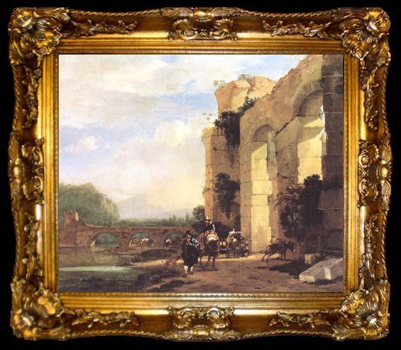 framed  ASSELYN, Jan Italian Landscape with the Ruins of a Roman Bridge and Aqueduct cc, ta009-2